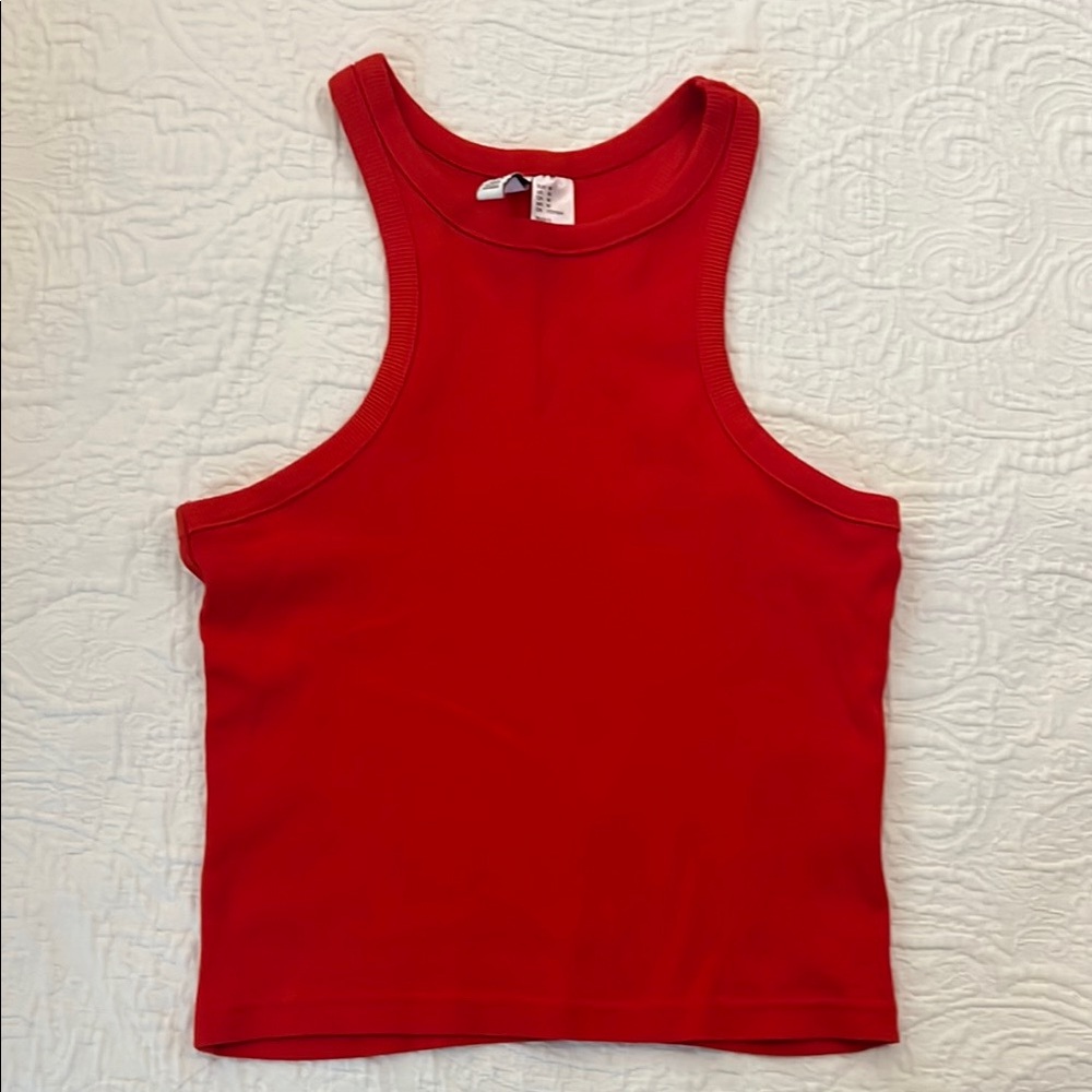 H&M Divided Red Sleeveless Crop Tank Top